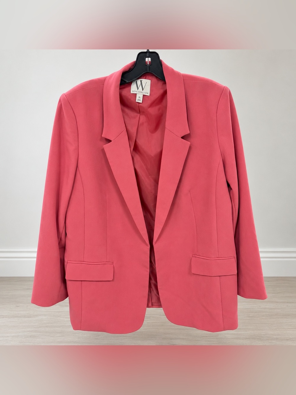 Worthington Women’s Blazer XL Coral Pink Career Workwear Lined Jacket